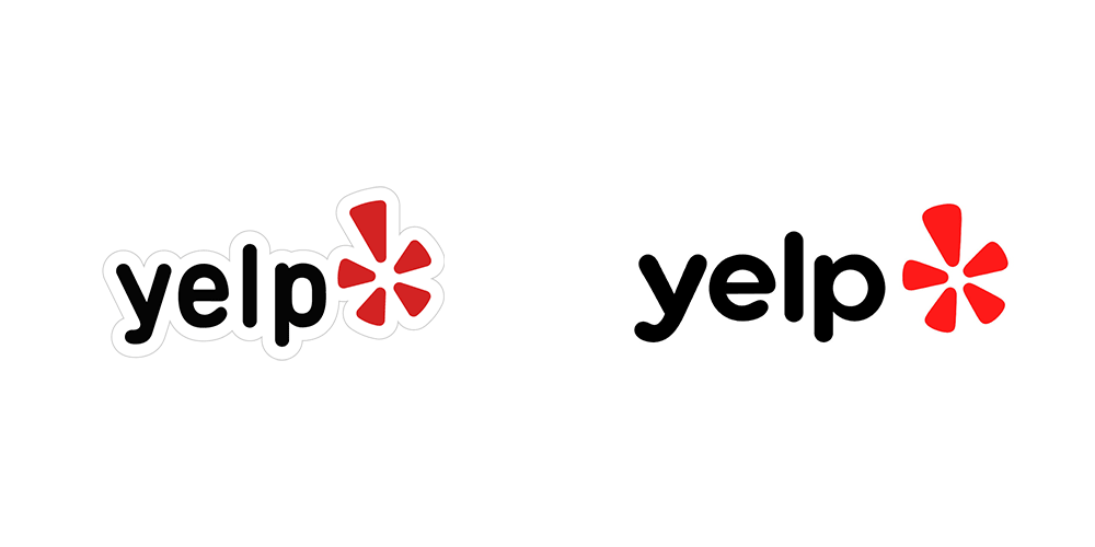 Yelp新旧LOGO对比（左旧右新）