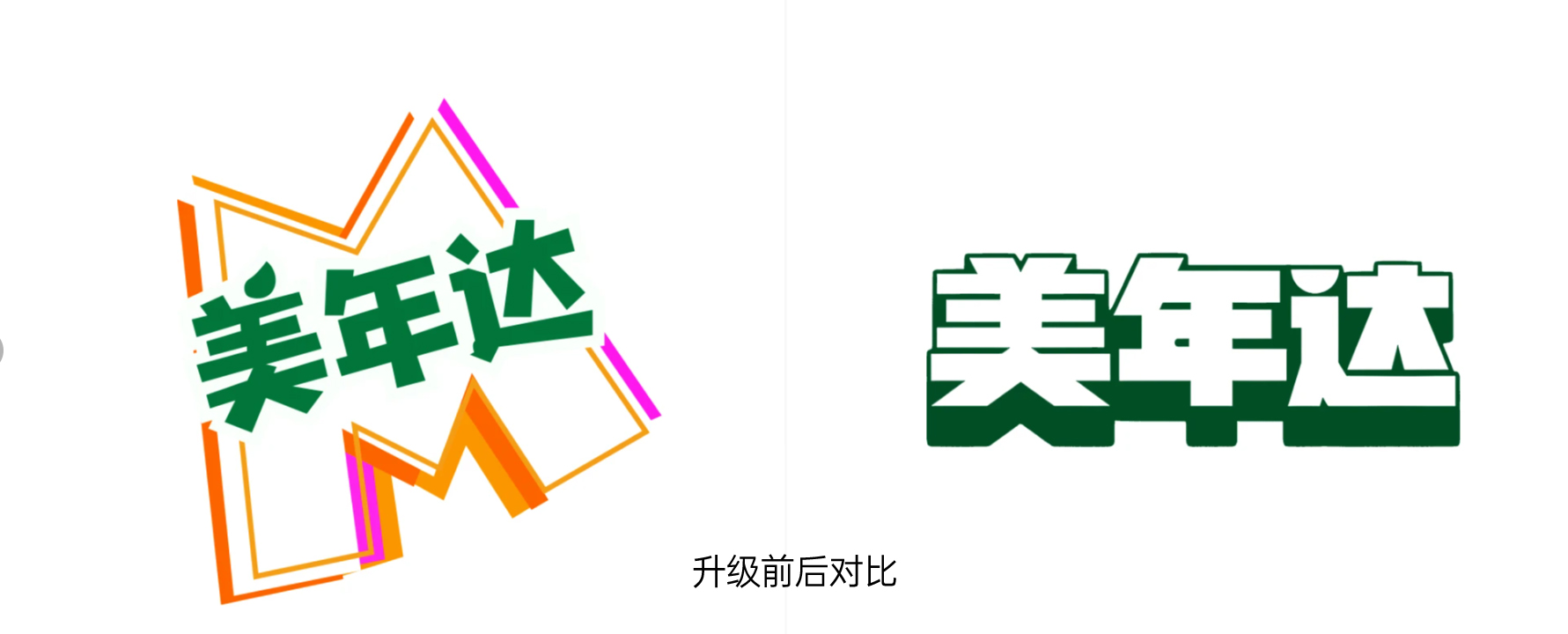 美年达中文LOGO升级前后对比 美年达中文LOGO升级前后对比